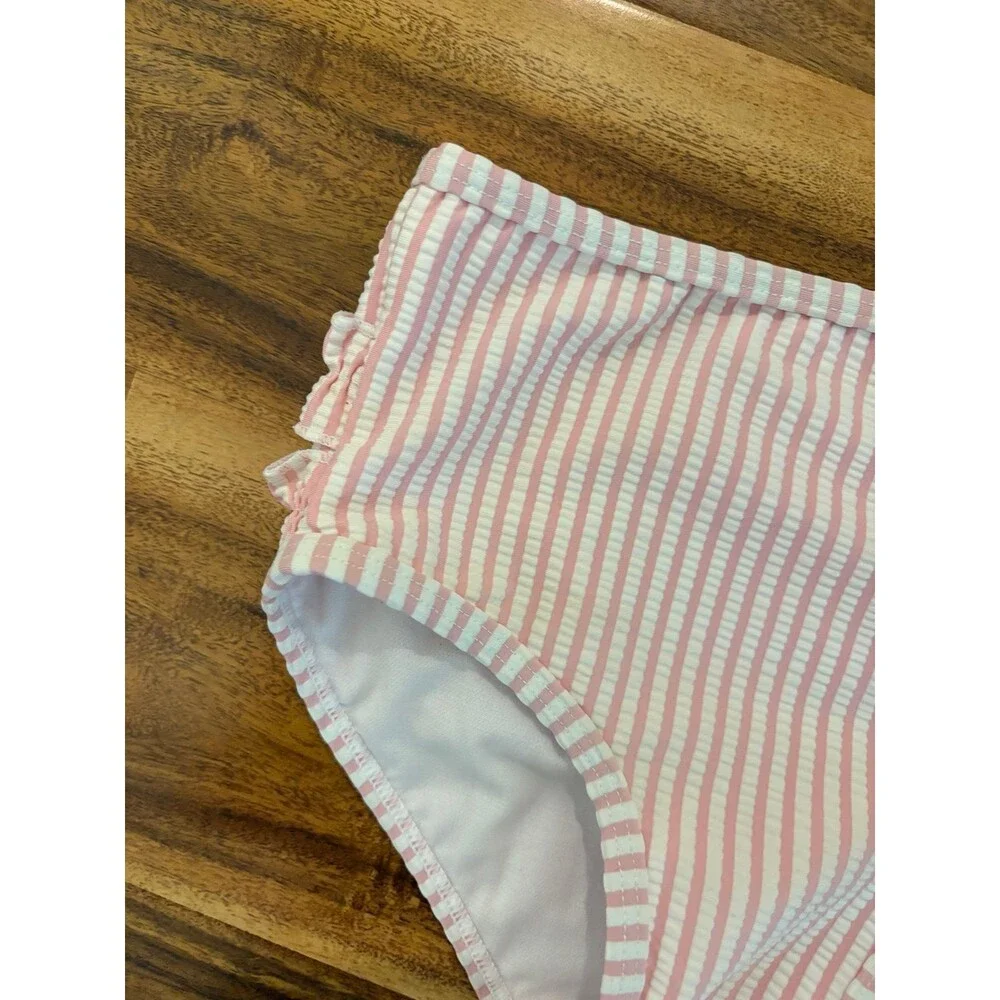 Hanna Andersson Flamingo Rashguard & RuffleButts pink seersucker bottom, Size 4T
